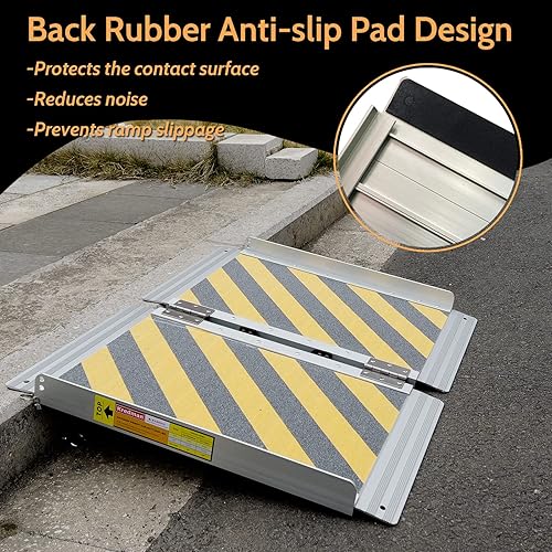 Miniatura 8 de Rampa antideslizante para silla de ruedas de 5 pies, rampas para discapacitados para la entrada del hogar, rampas portátiles para escalones con