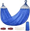 Outerman Camping Hammock, 290 * 150cm(Max 550lb) Breathable Durable Single & Double Portable Hammocks with Accessories, Perfect for Outdoor/Indoor Patio Backyard etc, Blue (DC603)