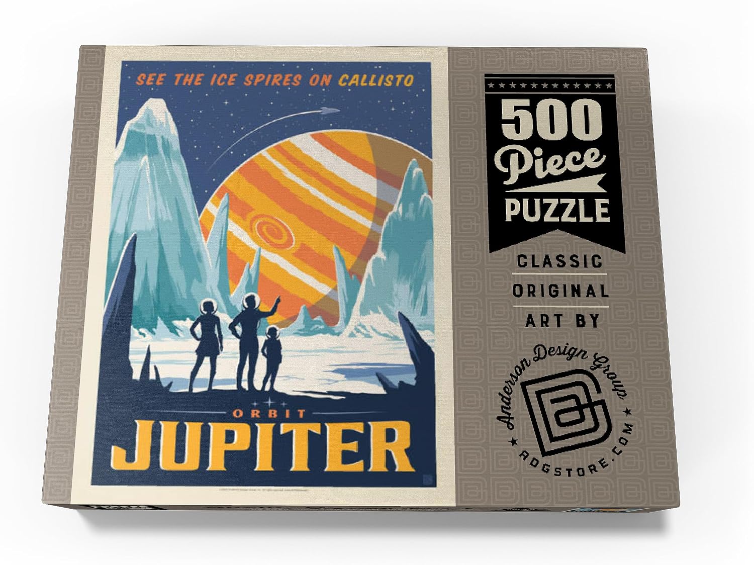 MyPuzzle Jupiter: Ice Spires of Callisto, Vintage Poster - Premium 500 Piece Jigsaw Puzzle for Adults