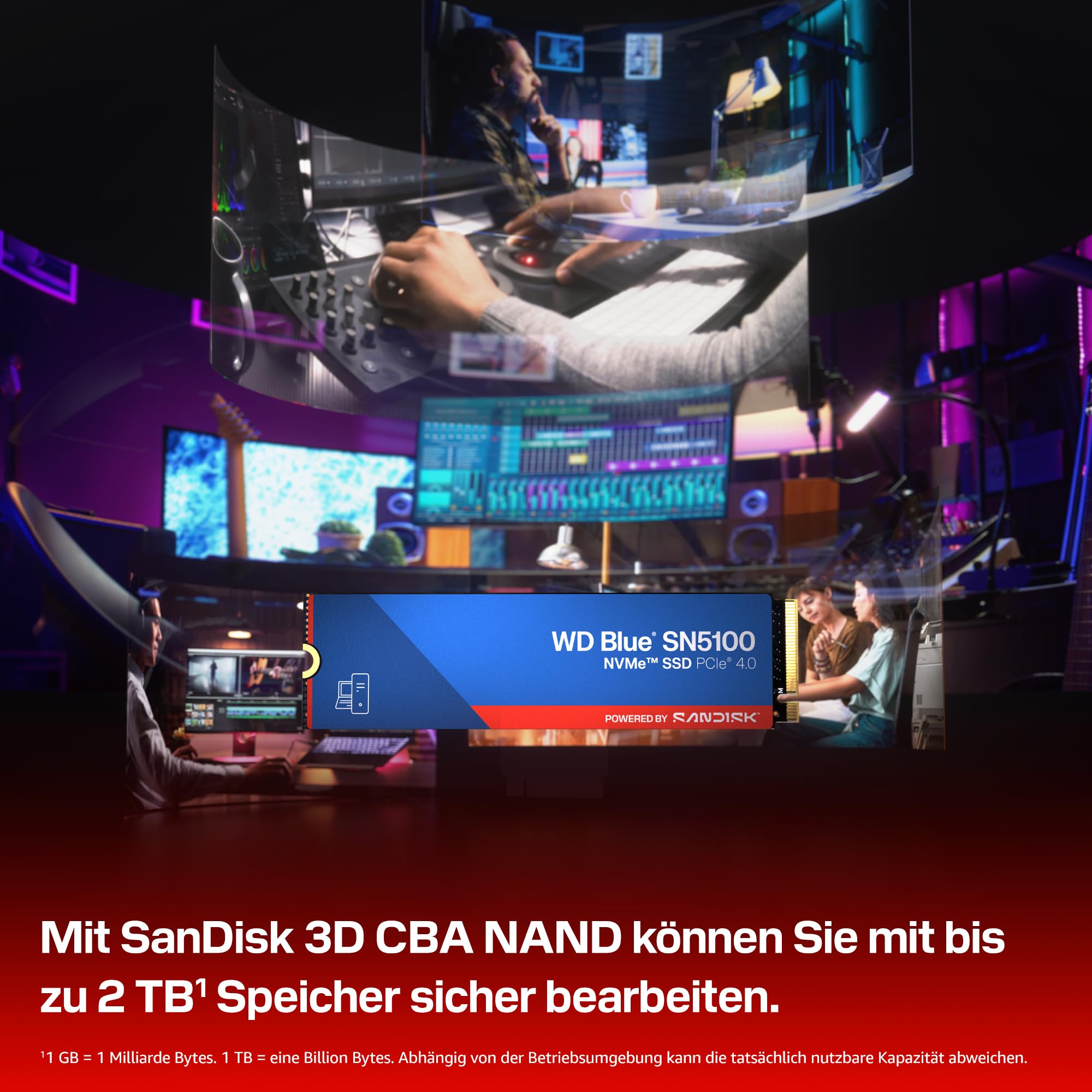 WD Blue SN5100 NVMe SSD 500 GB (6.600 MB/s Lesegeschwindigkeit, M.2 2280, PCIe Gen 4.0, nCache 4.0, SanDisk 3D CBA NAND-Technologie, Acronis True Image)