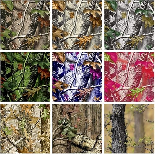 Miniatura 2 de Queenbox Envoltura de vinilo de camuflaje de 5 x 82 pies, diseño de árbol de la naturaleza del bosque autoadhesivo para automóvil, rollo de