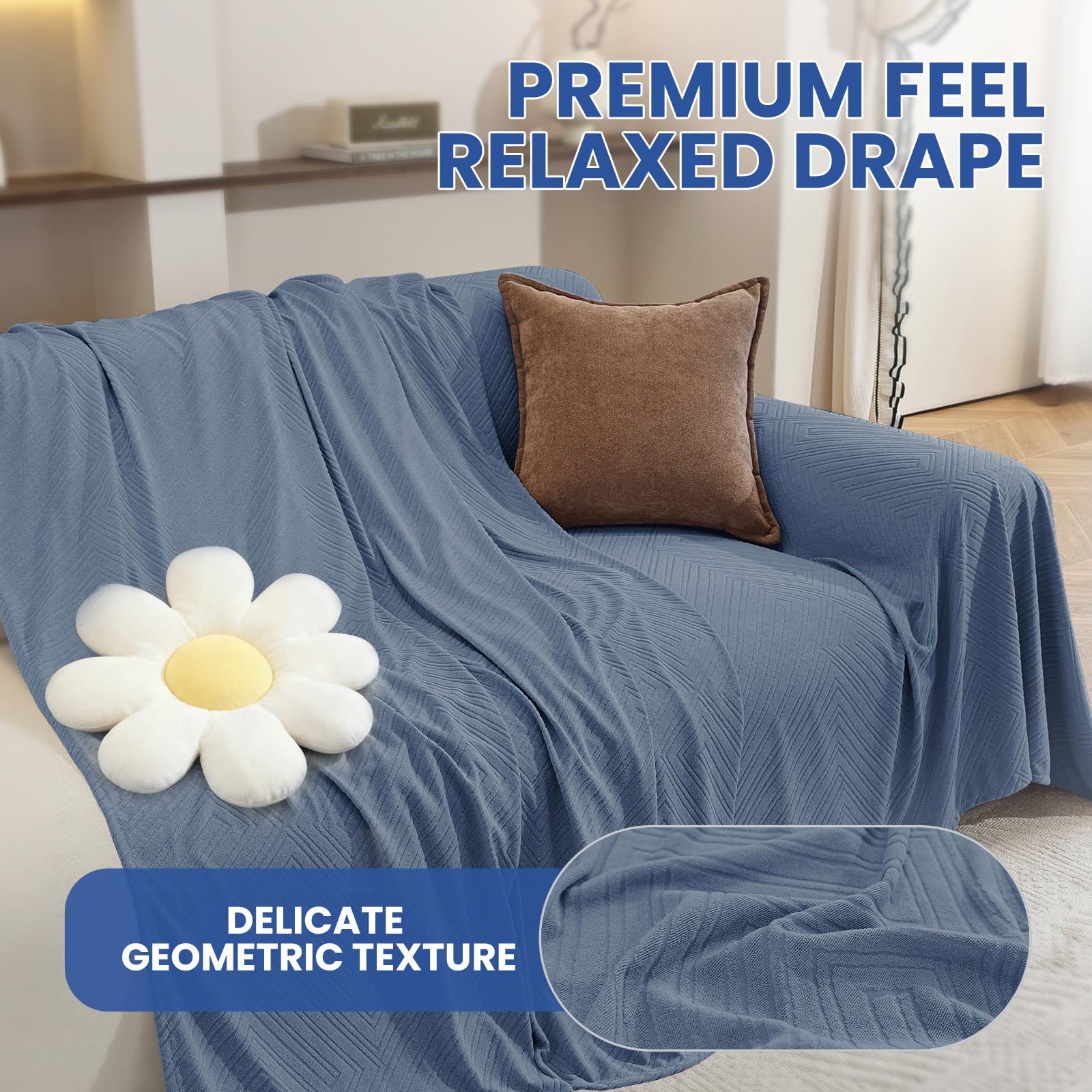 Ystyle Housse Canape d'angle 2 Pièces, Protection Canapé d'angle Antidérapante, Couverture Canape Angle Doux Universelle, Couvre Canapé Anti-Poussière, Bleu (200x280+200x300 CM)