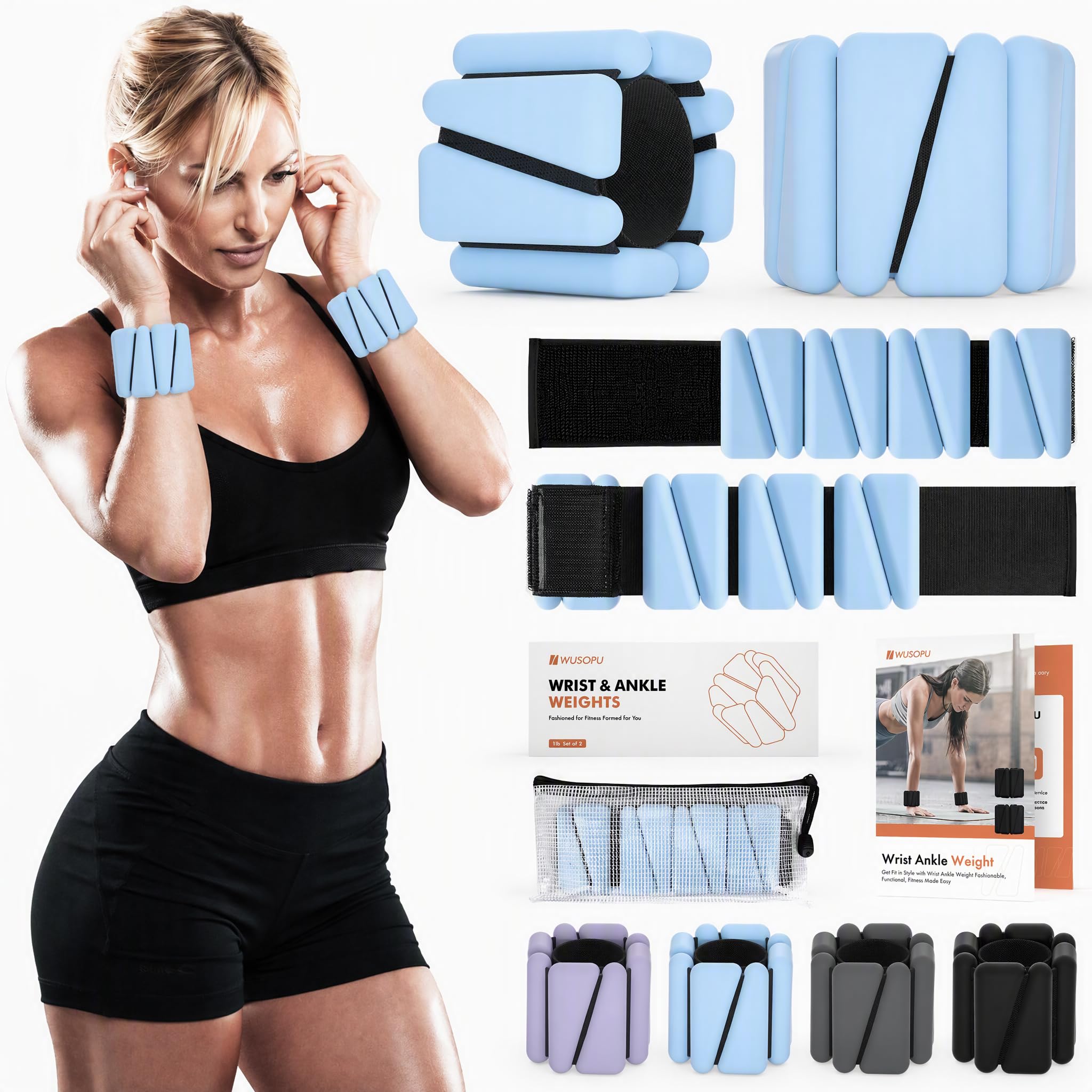 Wrist Weights, Ankle Weights for Women Men, Adjustable Wrist Weighted Bracelet for Home Gym Workout, Running, Yoga, Exercise, Strength Training