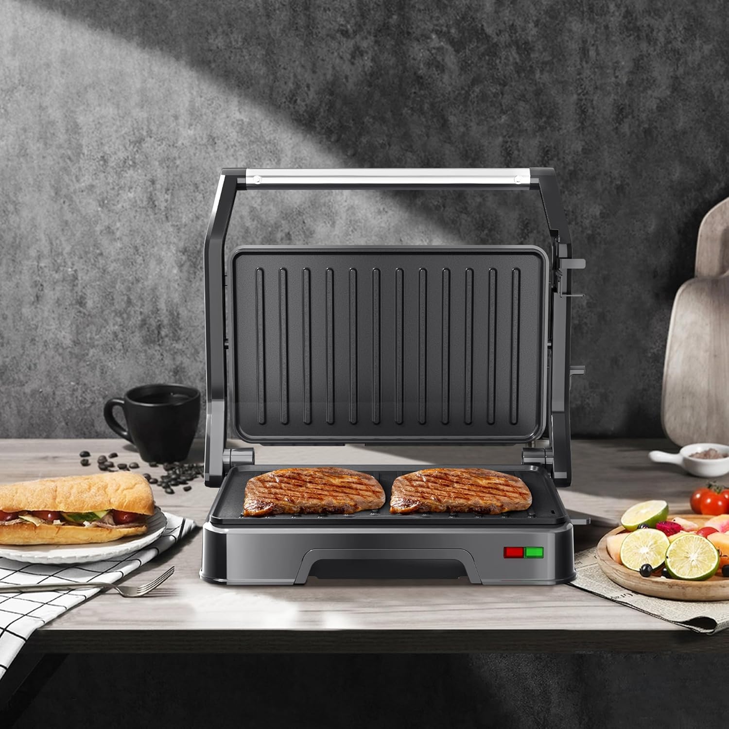 Panini Press Grill & Sandwich Maker - 2-Slice, 180° Adjustable Hinge, Non-Stick Iron Plates for Panini, Quesadilla, Waffle & More, Easy to Clean, 850W Electric Griddle, Perfect for Kitchen - Image 6