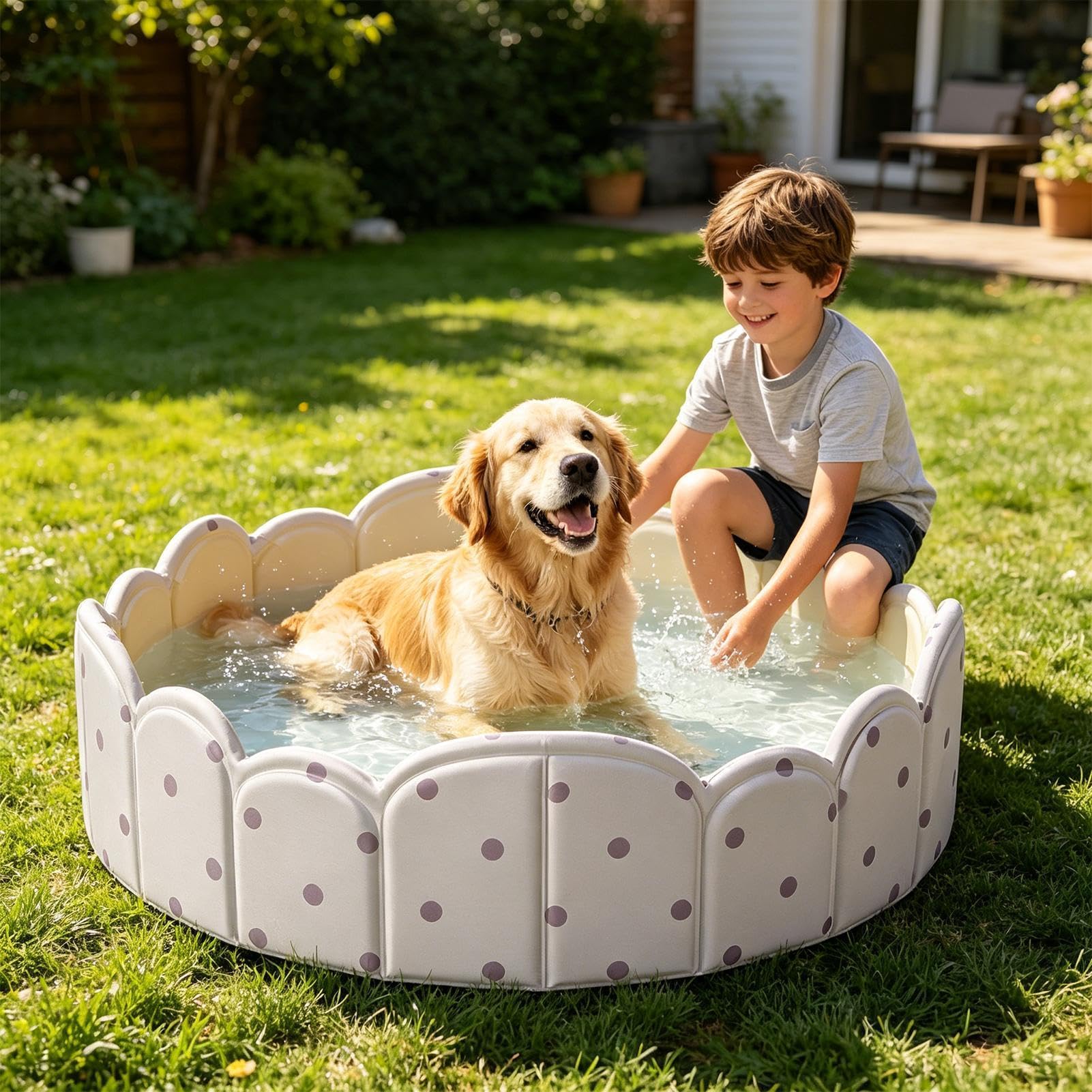 Piscina para Perros Tina de Baño Reforzada No Inflable | Pileta para Perros Para en Jardín, Playa, Interior, Exterior, Viajes de Verano
