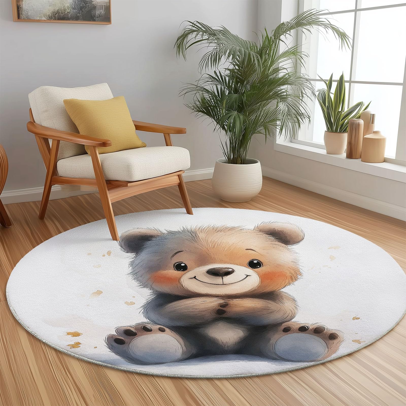 Tappeto rotondo da 210 cm, tappeto moderno antiscivolo, in flanella per interni, lavabile, morbido, per cameretta dei bambini, stanza dei giochi, camera da letto, 210 cm, multicolore