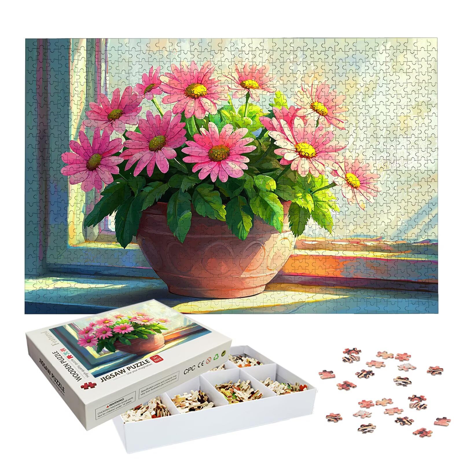 Puzzle 4000 Pezzi Fiore, Puzzle Finestra 4000 Pezzi Arte per Adulti e Bambini, Misura: 141.5x87.5 cm, Puzzles Legno per Adulti con Squisita Scatola di Imballaggio, Regalo Donna, Regalo Uomo, -8859