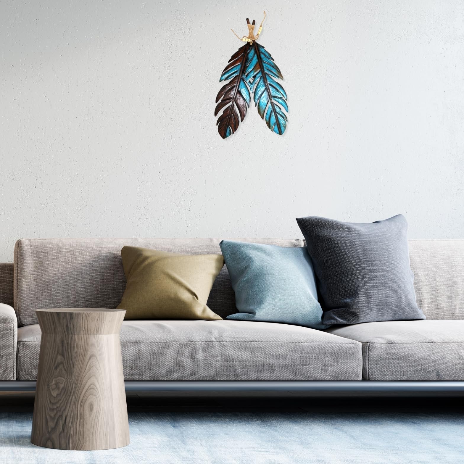 Rustic Metal Feathers Wall Art - 12x20 Inches, Southwest Boho Decor For Living Room, Bedroom, Office 2 thumbnail image