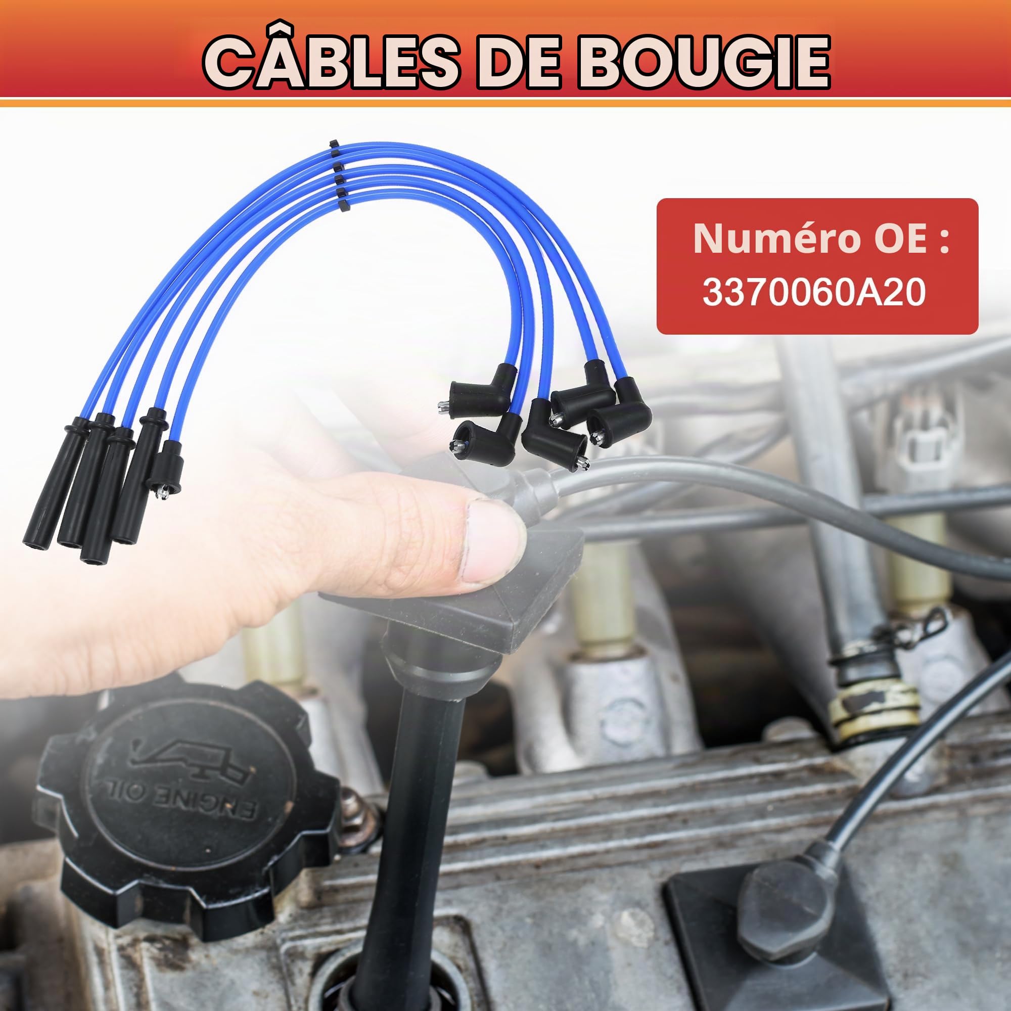 QUARKZMAN Câbles d'Allumage pour Suzuki 413 86-90 - Lot de 5 Pièces | Couleur: Bleu, Matériau: Silicone, Nickel, 3370060A20, Résout Les Ratés Du Moteur, Améliore L'Efficacité De Combustion