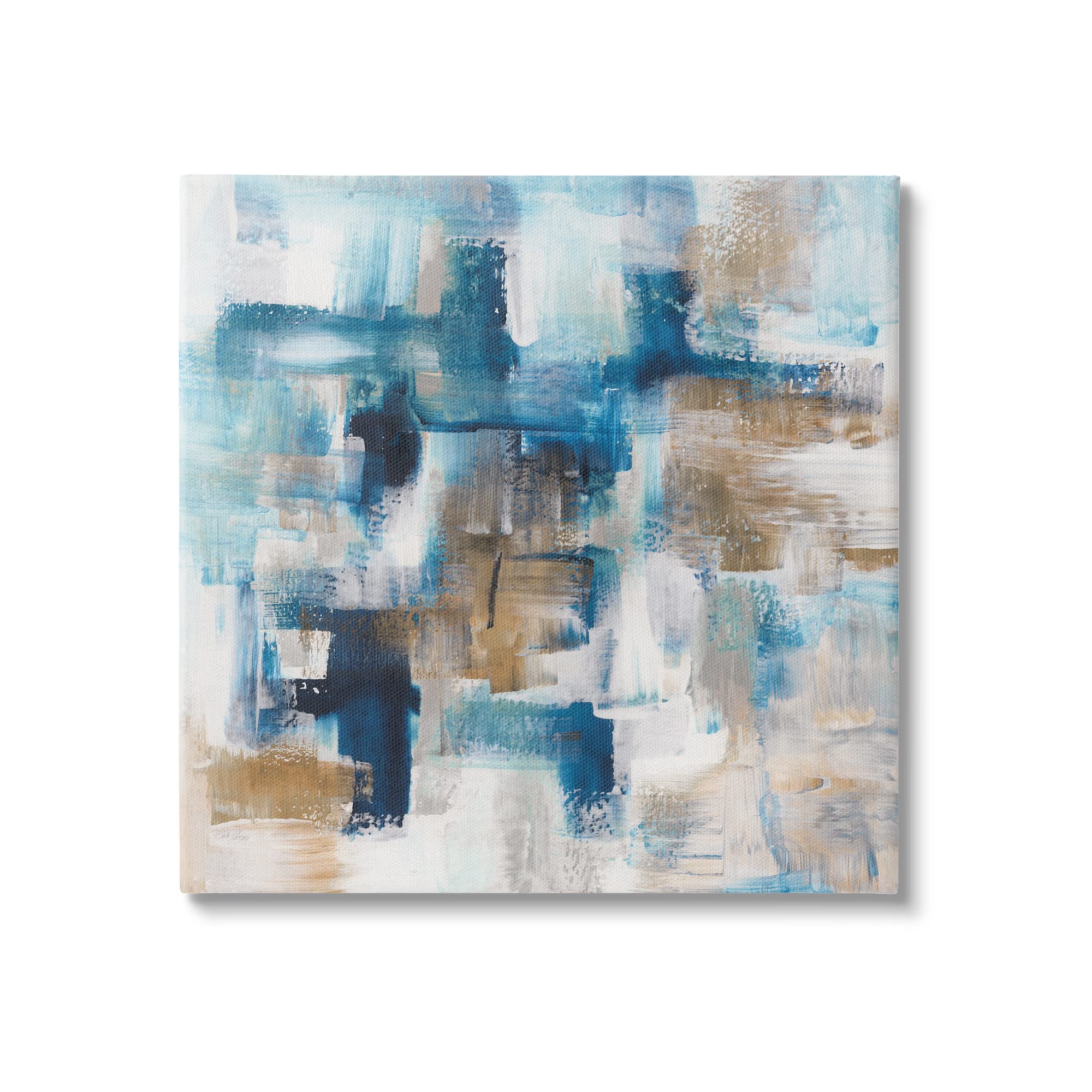 Stupell Industries Dynamic Blocked Blue Square Brushstrokes Modern Design, Design by Stella Chang