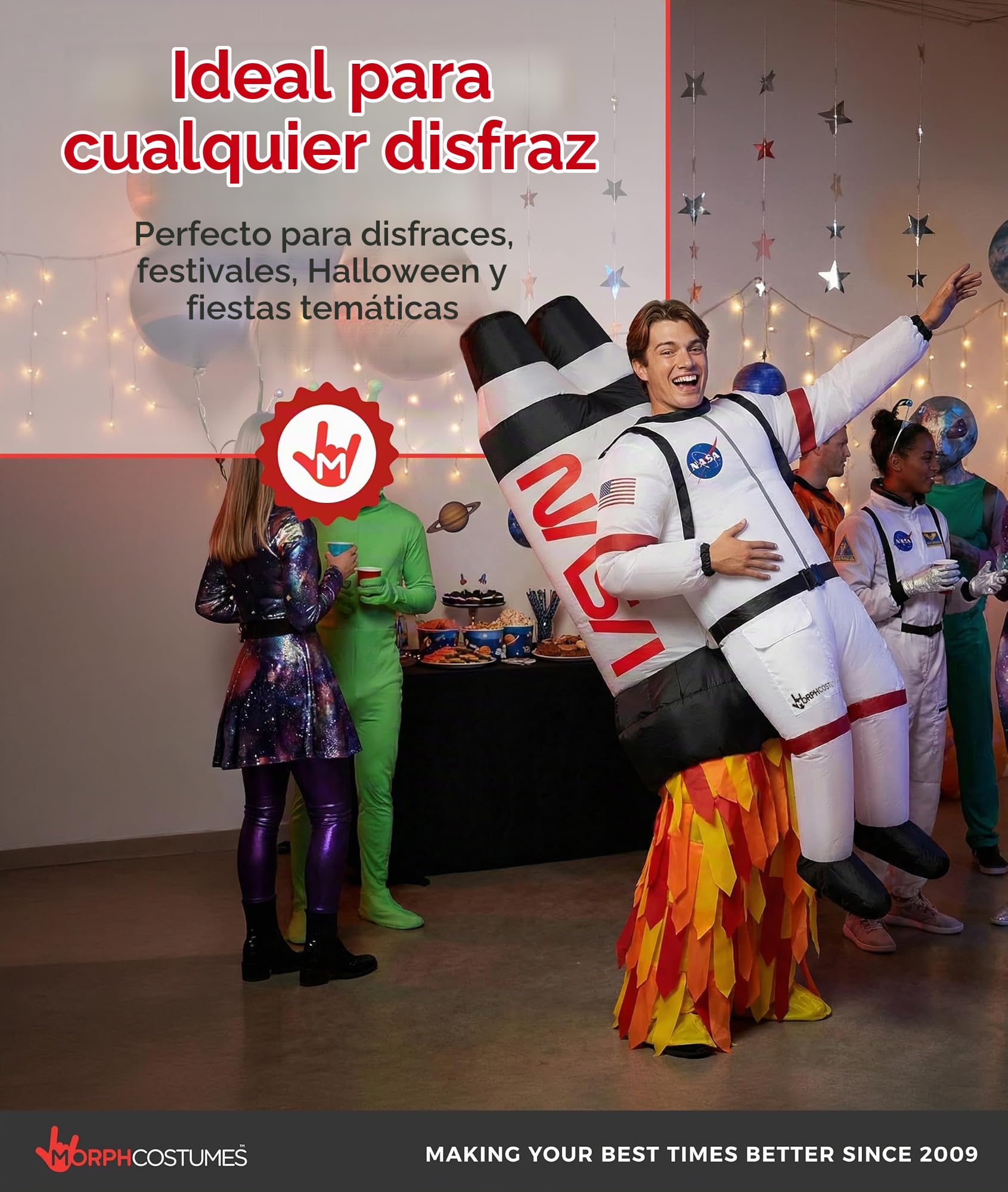 Morph Disfraz Astronauta Inflable, Traje Espacial para Fiestas, Halloween y Eventos, Talla única