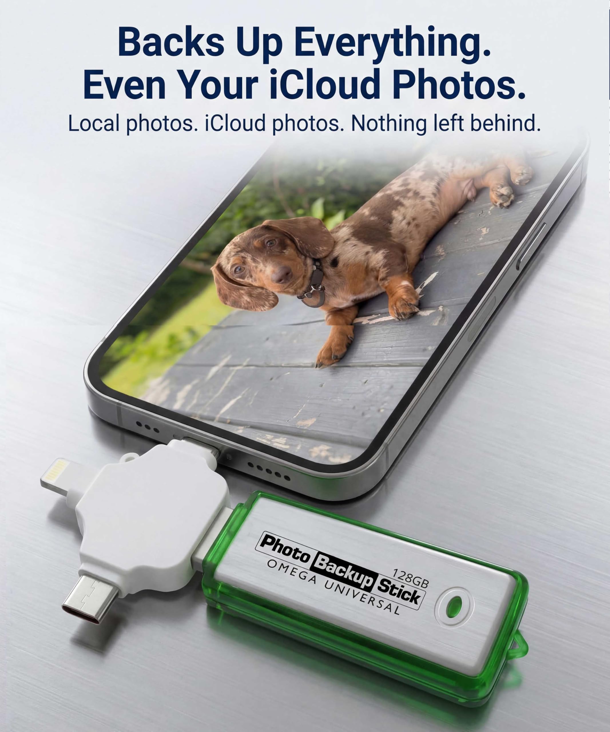 Palo de copia de seguridad de fotos para ordenadores - Herramienta USB 3.0 de copia de seguridad de imagen y vídeo (128 GB)