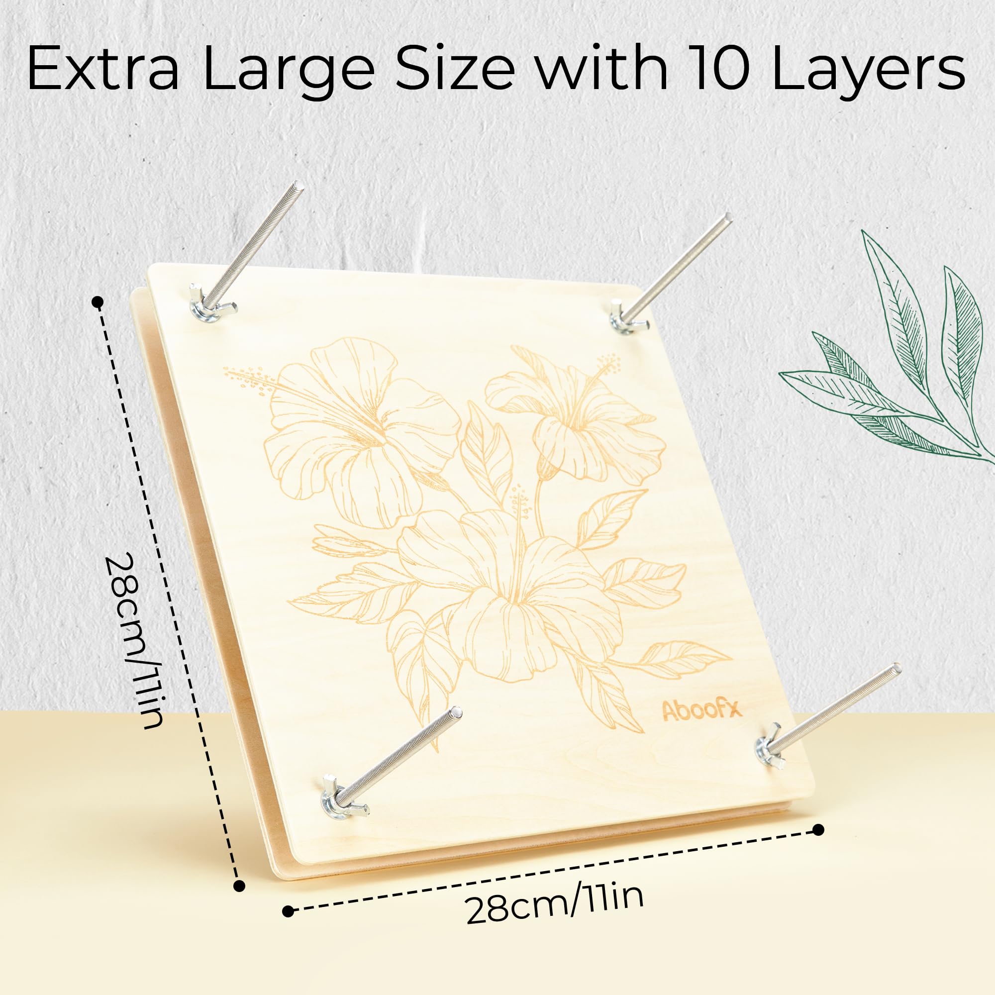 Prensa de flores grande para adultos y niños, 11x11 pulgadas (28x28cm), kit de prensado de flores de madera de 10 capas con bolsa de almacenamiento, kit de prensa de madera DIY, regalo para amantes de