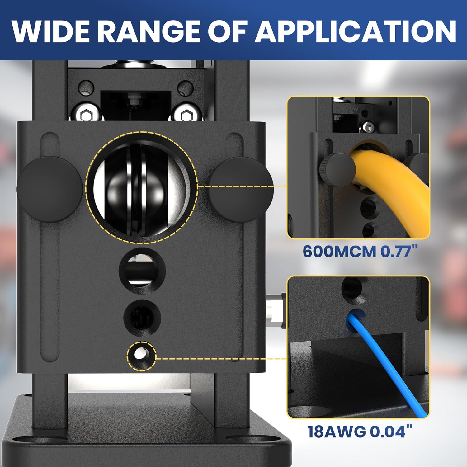 YohgoMade Drill-Powered Wire Stripper Machine, Heavy-Duty Aluminum Alloy, Copper Wire Stripping Tool for 16AWG to 300MCM (0.04–0.77") Wire, Fast & Efficient Copper Wire Recycling