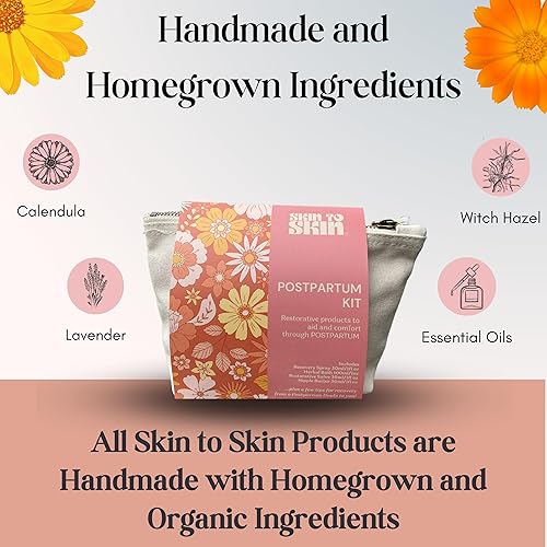 Miniatura 6 de Skin to Skin Kit posparto - Juego de 4 piezas en bolsa de cosméticos  Incluye baño de hierbas, spray de recuperación, bálsamo restaurador y