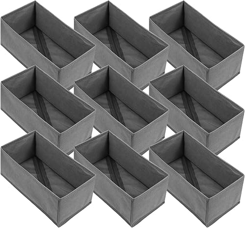 Miniatura 1 de Paquete de 9 organizadores de cajones plegables - Organizador de cajones de ropa para ropa, gris oscuro (10.6 x 5.5 x 4.3 pulgadas, tela no tejida)