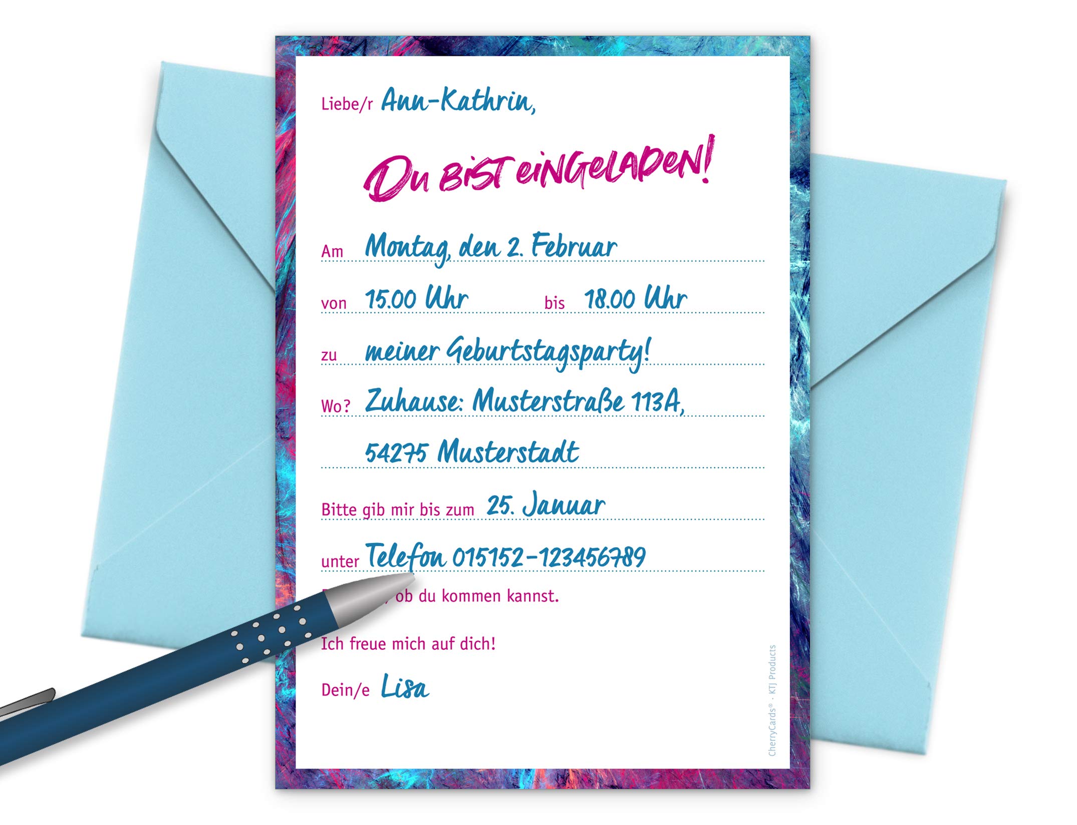 CherryCards Set 20 Biglietti Invito Floreali Con Buste A6: Prati Floreali, Fai Da Te Compleanno Matrimonio