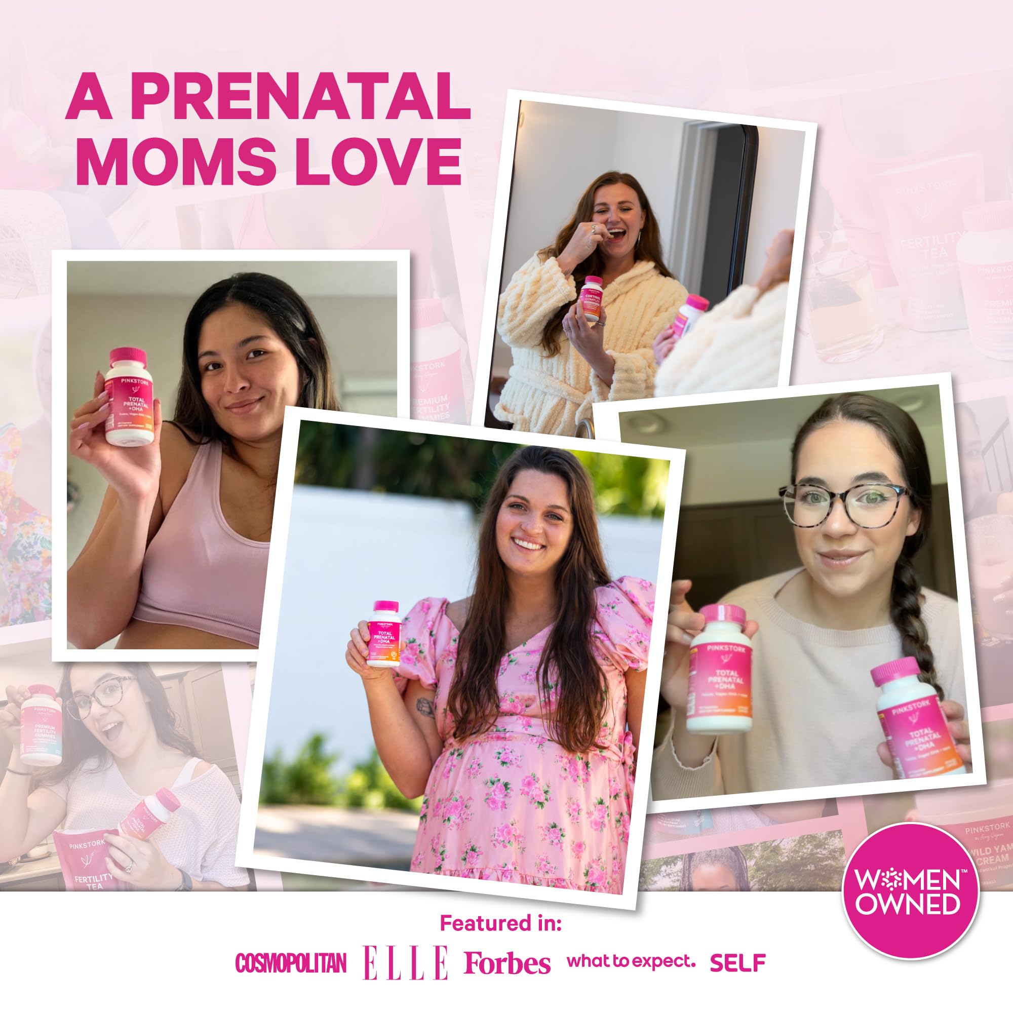 Pink Stork Total Prenatal + DHA, Vegan, Clean Label Award, 60 Count, Mint — Amazon image 4