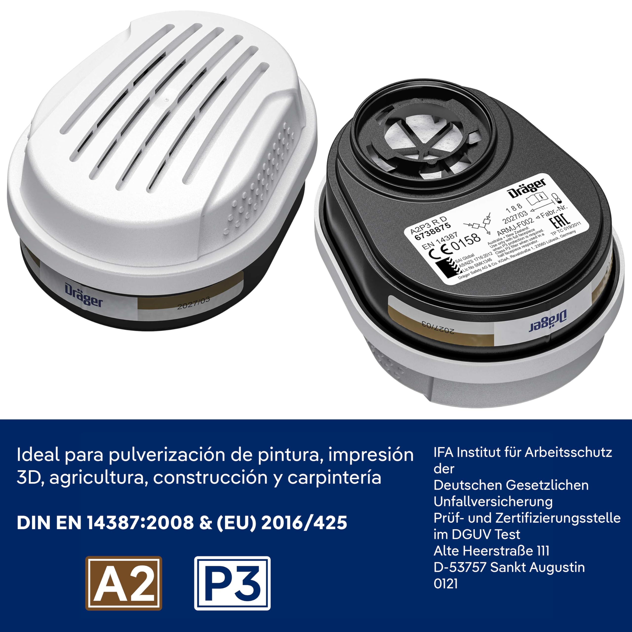 Dräger X-plore 3300 Semimáscara con filtros A2P3 R D Máscara de protección respiratoria homologada para pintura, agricultura, fumigantes, insecticidas, tintes y partículas | Diversas tallas
