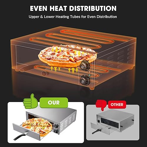 Miniatura 4 de WeChef Horno de pizza de encimera de 16 "Horno de pizza eléctrico interior 1700W Cocina de pizza comercial Home Cafe Panadería Camión de comida