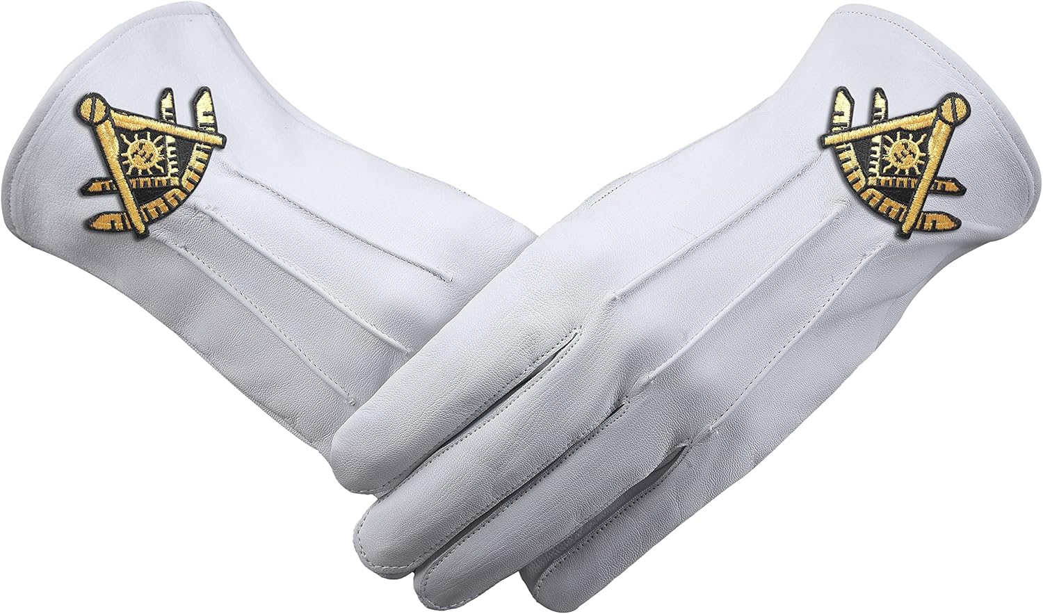 BRICKS MASONS Past Master Blue Lodge California Regulation Glove - Leather With Gold Emblem