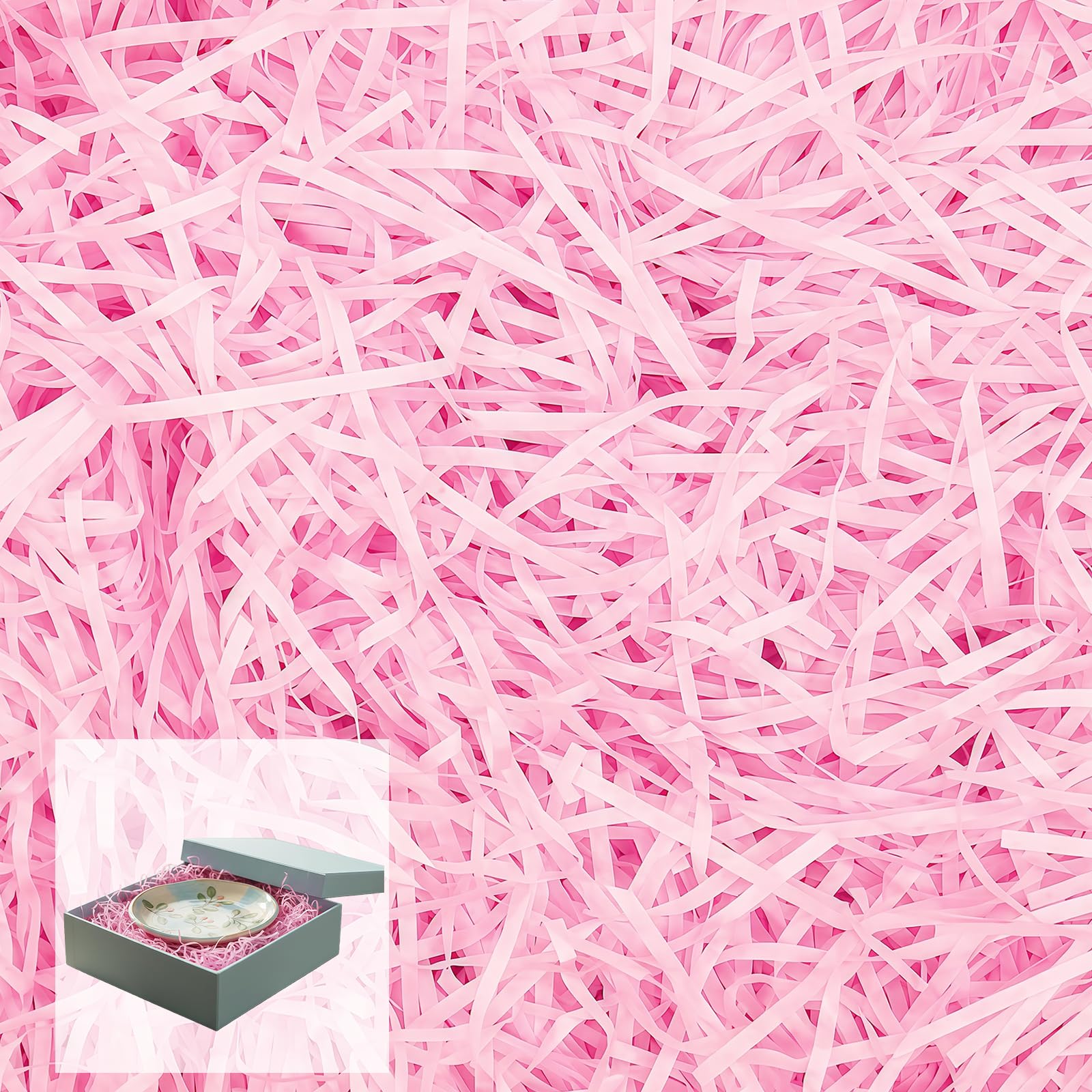 500g Pink Shredded Tissue Paper for Gift Boxes Decoration,Pink Empty Gift Box Shredded Paper for Hampers,Stuffing Filling Gifts Packaging Filler for Valentine's Day,Christmas,Birthday DIY Decor