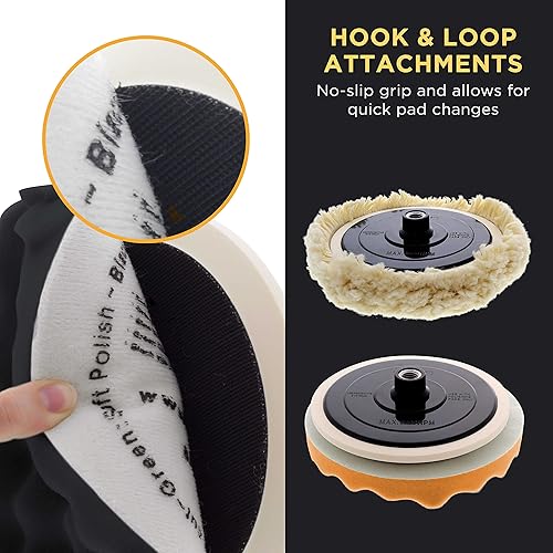 Miniatura 6 de TCP Global Kit completo de pulido y pulido de 3 almohadillas con almohadillas de 3-8 pulgadas 2 almohadillas de espuma de gofre y 1 almohadilla de