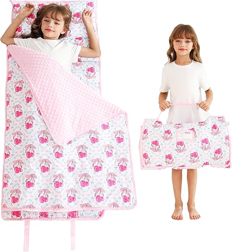 Miniatura 8 de Lasoftan Colchoneta para siesta para niños pequeños con almohada y manta, alfombrillas enrolladas extra grandes, bolsas de dormir para niños y