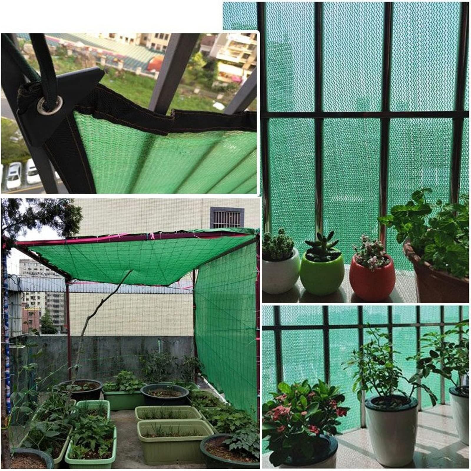 Siatka ogrodowa premium, 50% odporna na promieniowanie UV, z oczkami, konstrukcja 4-pinowa, do ogrodu, szklarni, roślin, stodoły, ochrona dachu, 6 x 9 m