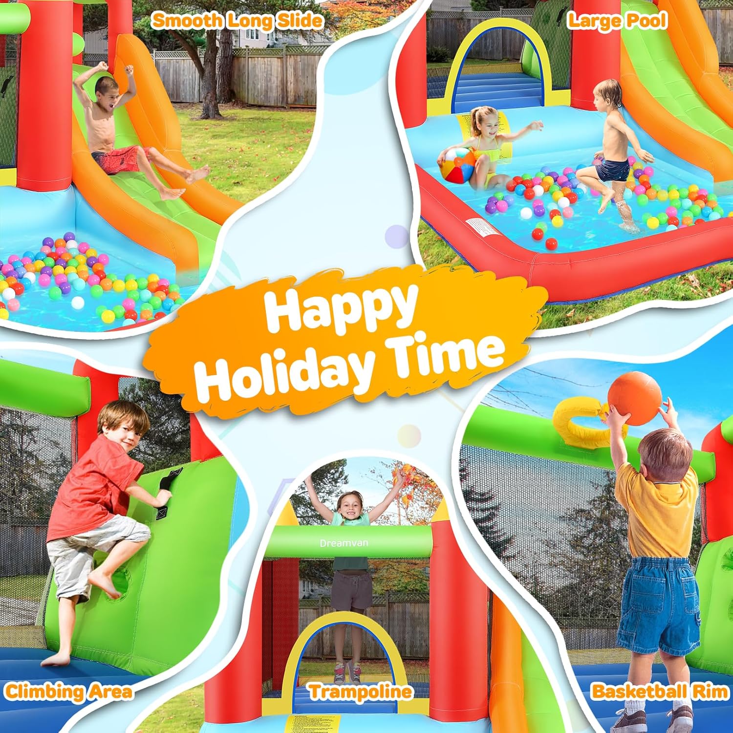 Bounce House, Inflatable Bounce House for Kids 3-12, Bouncy House with Long Slide for Outdoor Backyard/Indoor, Bouncy Castle, Jump House for Toddlers Kids Party (Bounce House (146''x 102.4''x 73''))