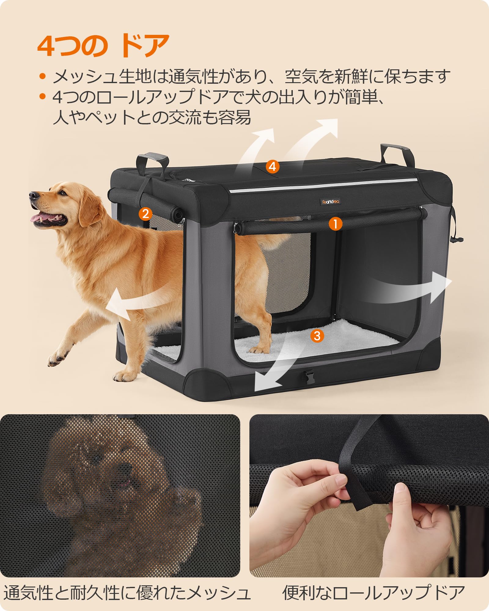 Amazon.co.jp: FEANDREA ペットキャリー バッグ 犬 猫 キャリーケース