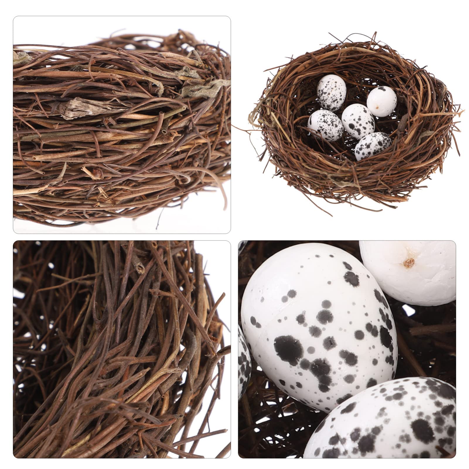 Kisangel Nido di Uccelli Artificiali per Decorazione Uccelli Rattan Nido Artigianato Uccelli Pasquali Nido Finto Nido con Uova per Mestiere Decorazioni Pasquali da Giardino