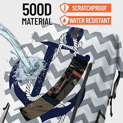 Miniatura 2 de Bolsa seca impermeable resistente para kayak, senderismo, ancla náutica, azul marino, gris, a rayas, bolsa de cierre enrollable - Mochila