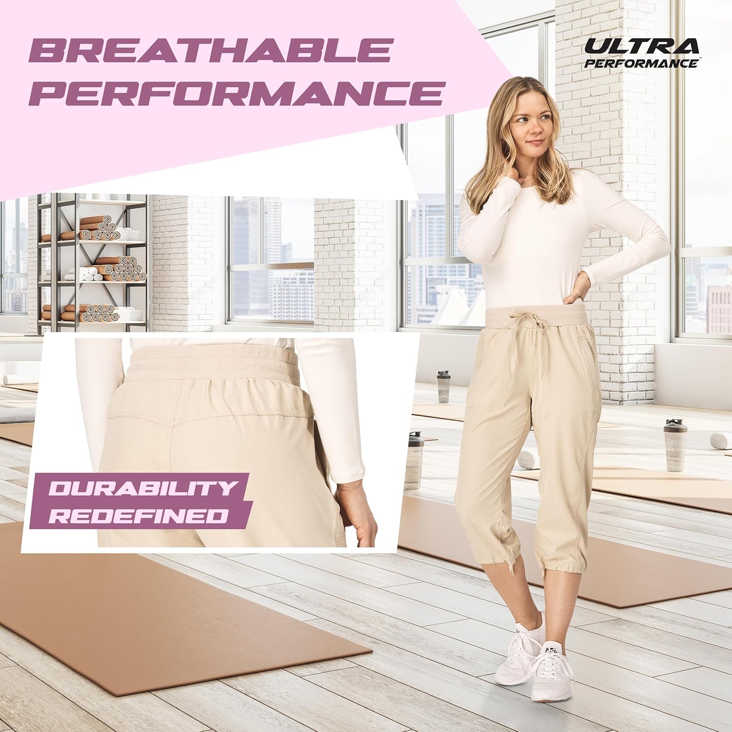 Ultra Performance Capri Pants for Women 2 Pack Womens Capris Hiking Capri Pants Summer Clothes for Women (Avail in Plus Size)