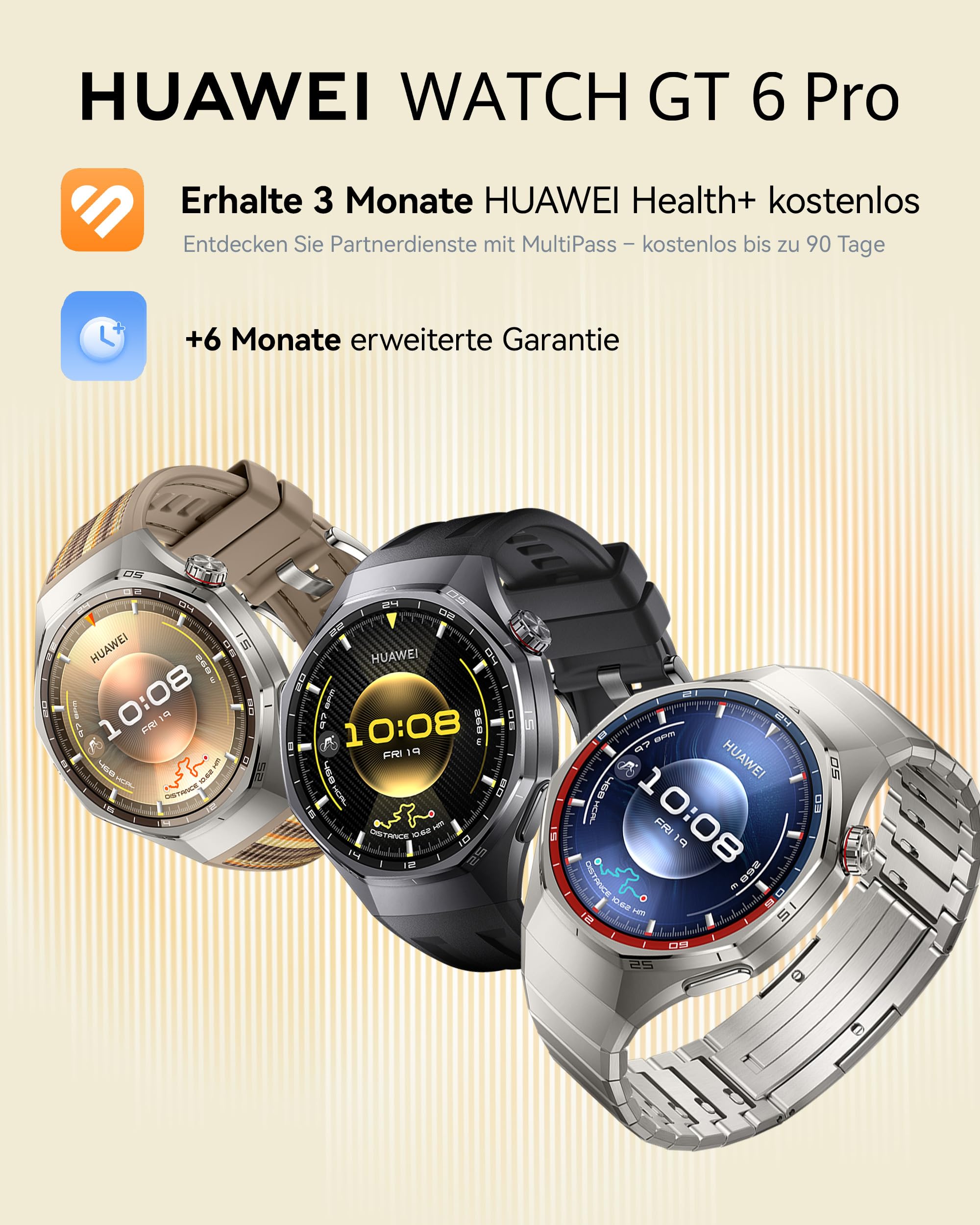 HUAWEI Watch GT 6 Pro Smartwatch, GPS, EKG, 1,47" AMOLED-Display, Bis zu 21 Tage Akku, umfassende Fahrrad-Features, 100+ Sportmodi, Kompatibel mit Android™ & iOS, Gesundheitsmonitoring, Schwarz, 46mm