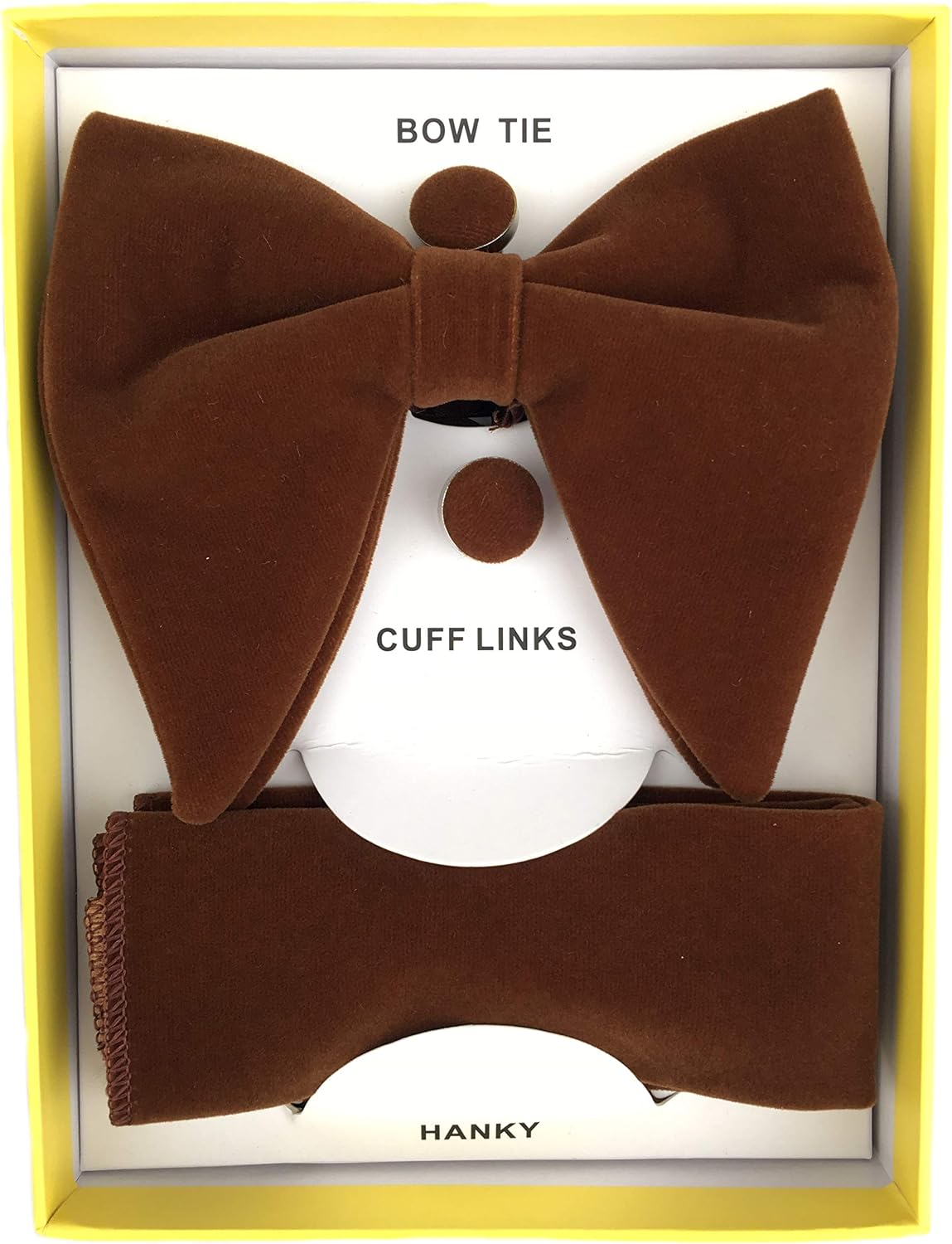 Justar Mens Pre-Tied Bow Tie Tuxedo Oversized Velvet Bowtie Cufflinks Hankie Combo Sets