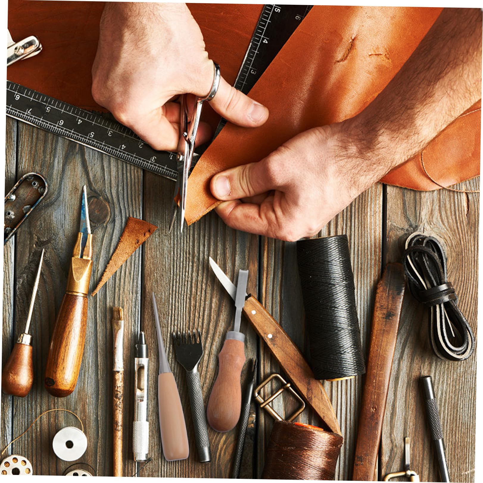 Gadpiparty Kit de 18 Herramientas para Trabajar Cuero, para Principiantes, Punzonado y Tallado, Adecuado para Proyectos DIY en Casa