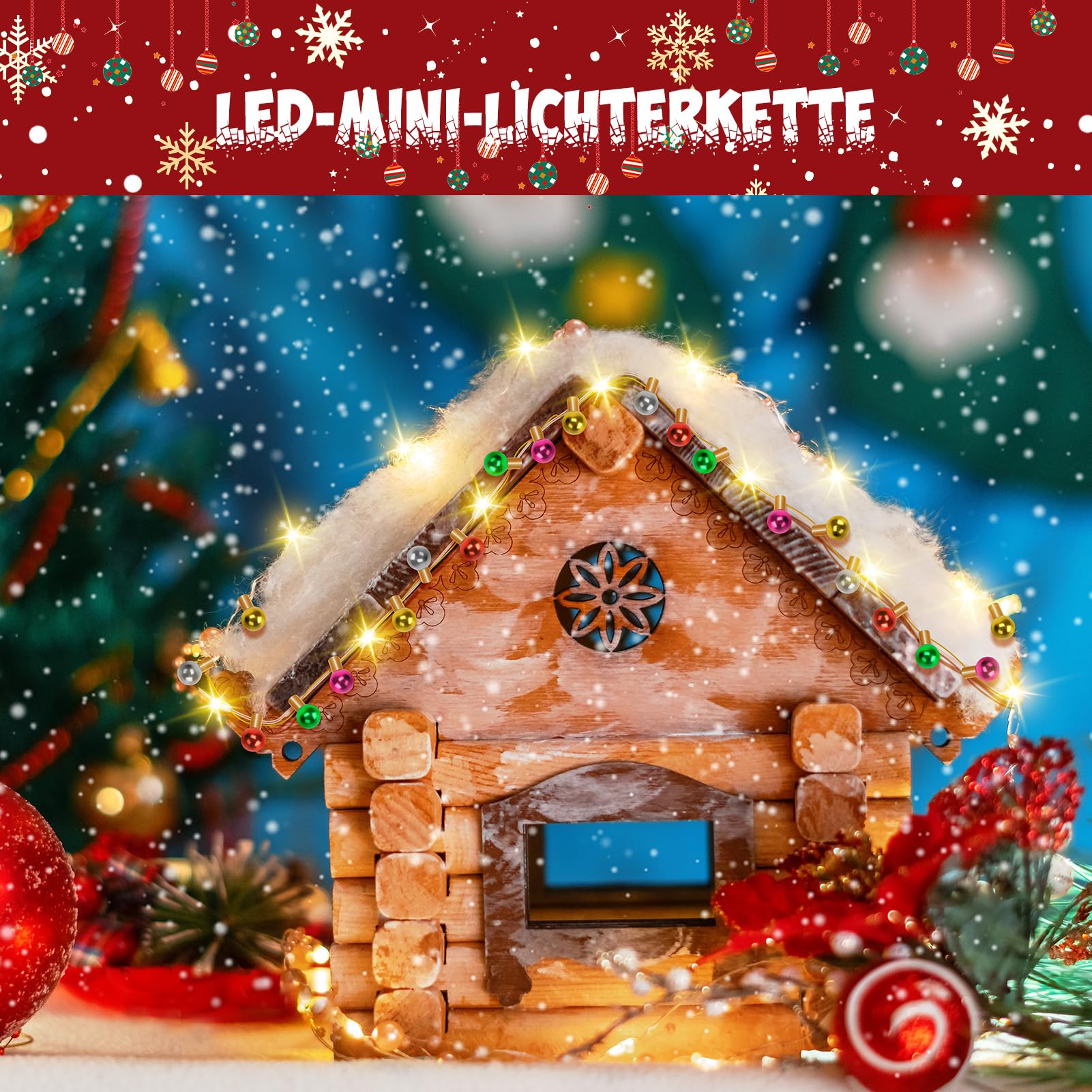 Set 4 Mini Catene Luminose LED A Forma Di Gnomo Per Casa Delle Bambole – 3 Modalità Di Illuminazione