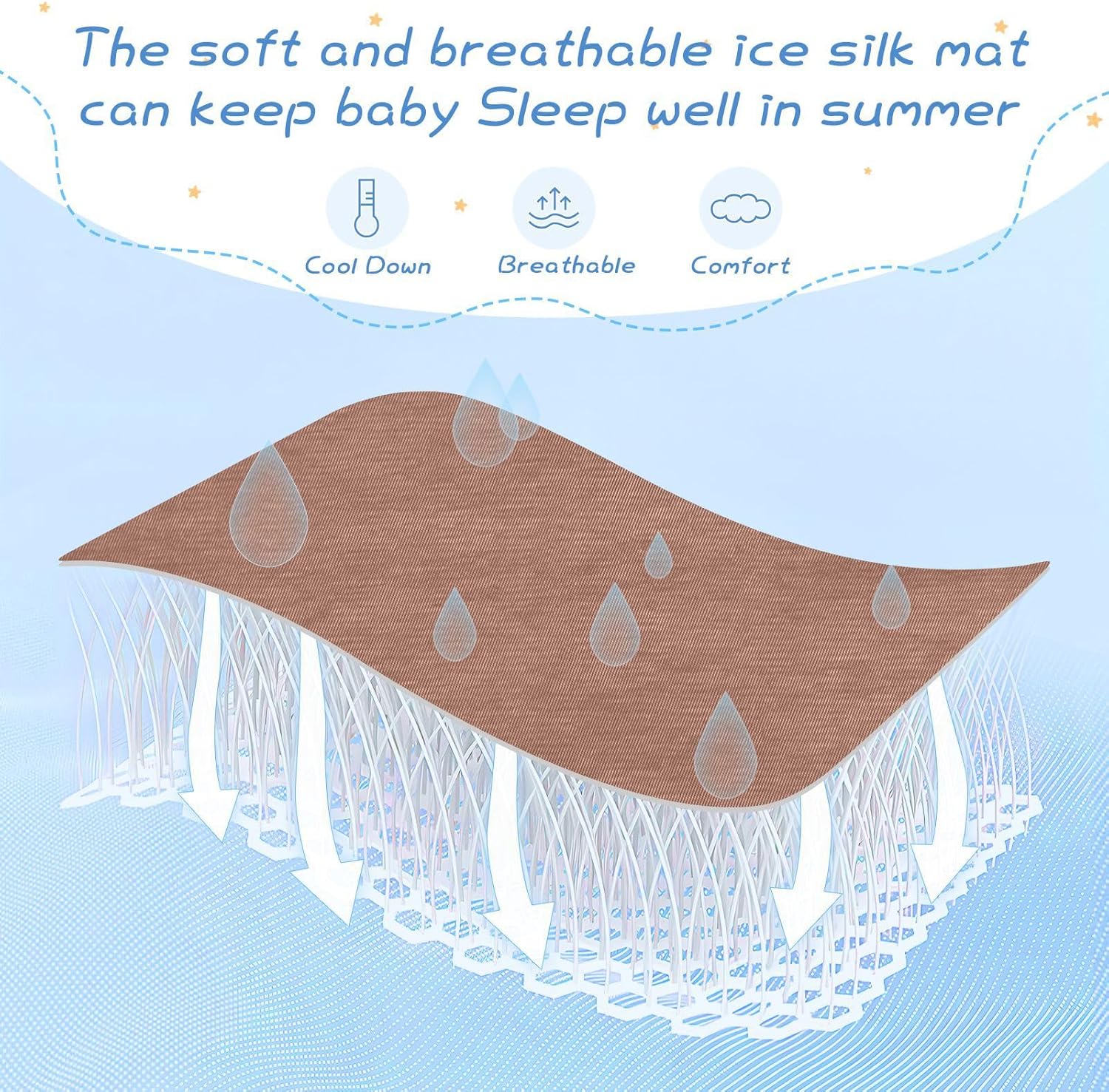 Brown Cooling Baby Mattress Cover 28" x 52" Absorbent Pads for beds for Baby&Toddler