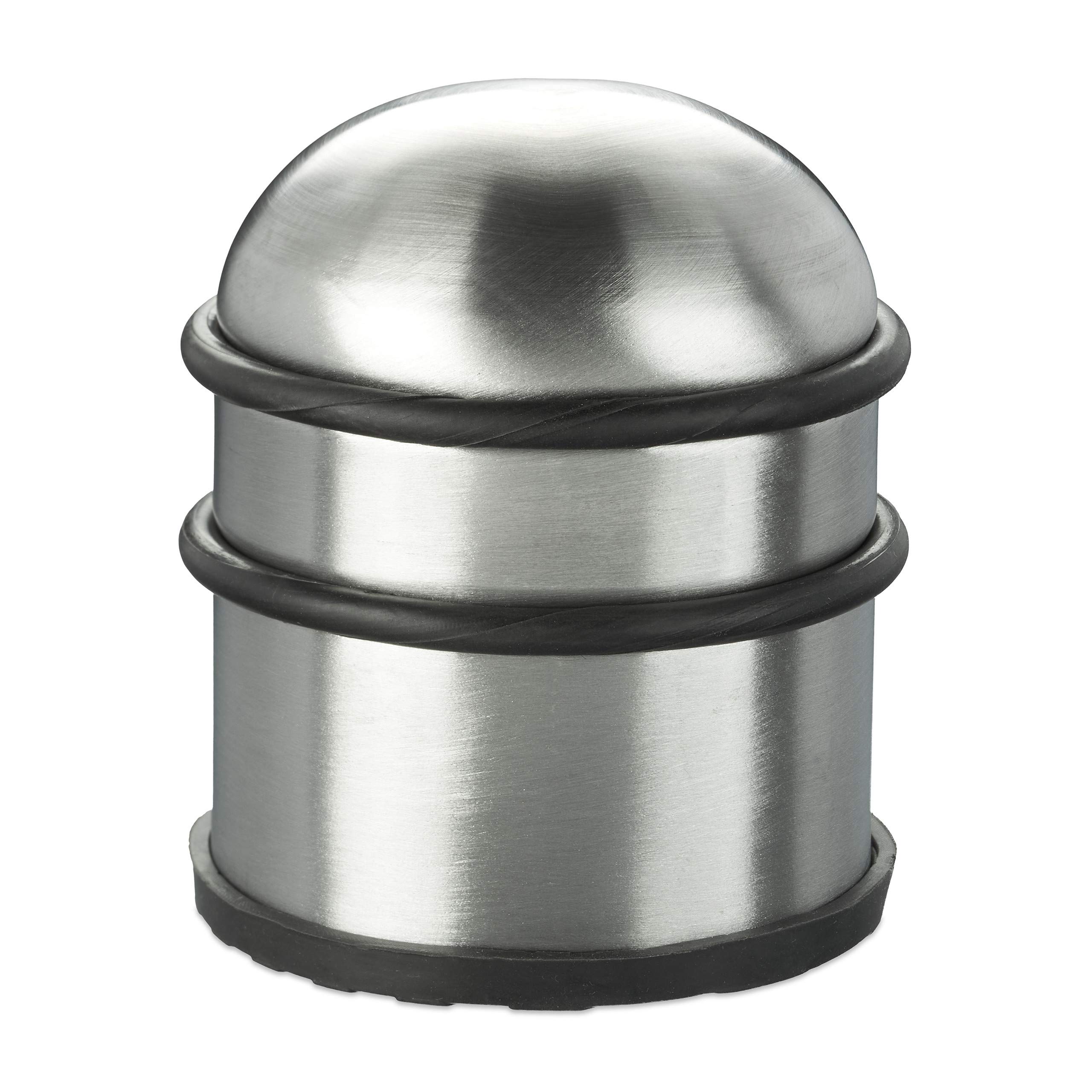Relaxdays Tope Puerta, Puertas y Ventanas Pesadas, Acero Inoxidable y Goma, Alto y Redondo, Freno Suelo, 7cm Ø, Plateado