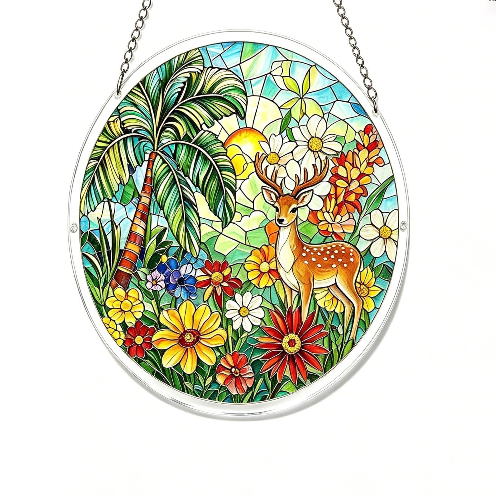 83 Pieces Hanging Acrylic Suncatcher Puzzle,DIY Acrylic Jigsaw Puzzle for Adults, 2mm Transparency Acrylic, Acrylic Suncatcher Puzzles for Doors Garden Window (Deer, 7 Inches) — image 1