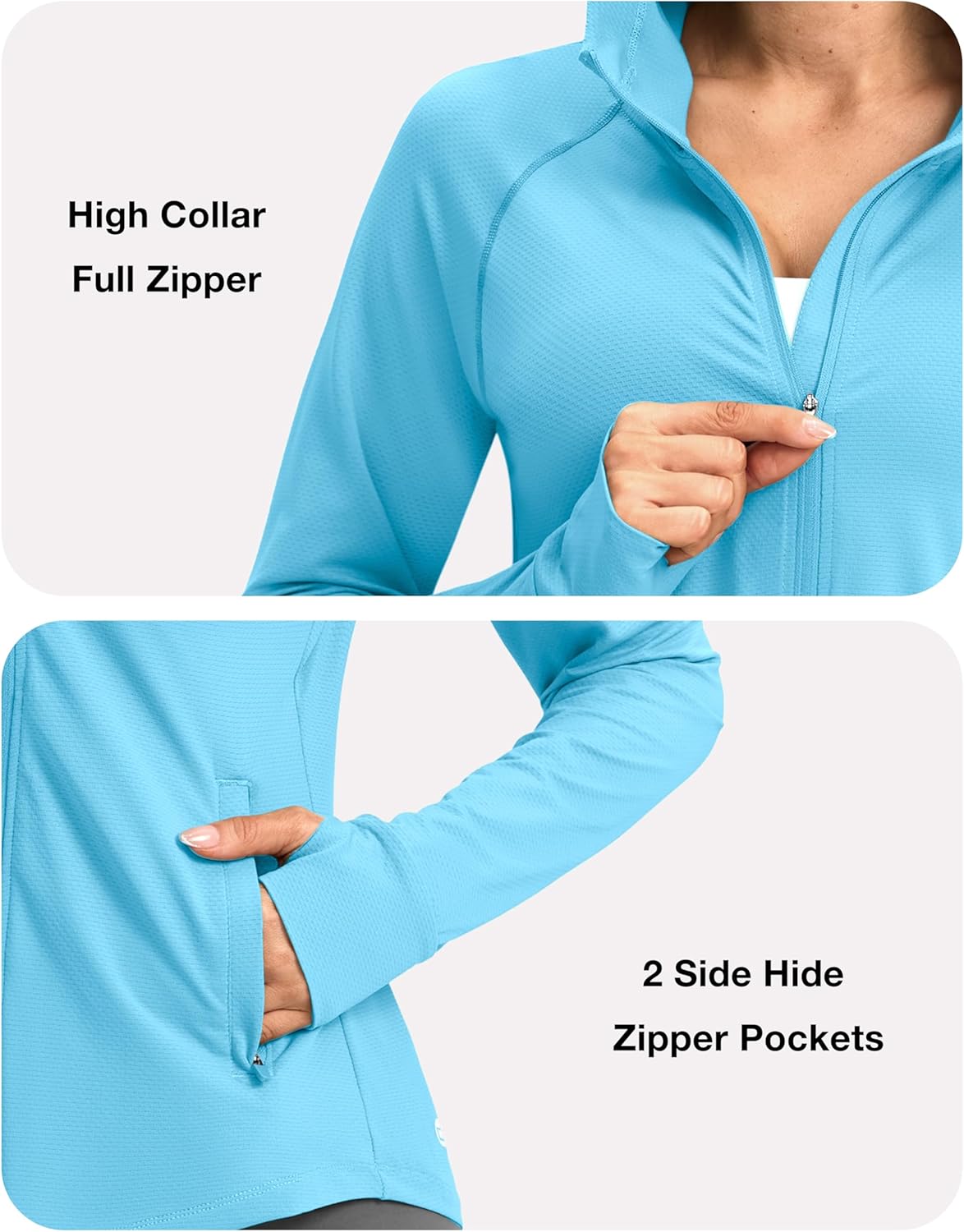 G Gradual Women's UPF 50+ Sun Protection Hoodie Jacket Lightweight Zip Up Jackets Long Sleeve Shirts for Women Hiking Outdoor - Image 4