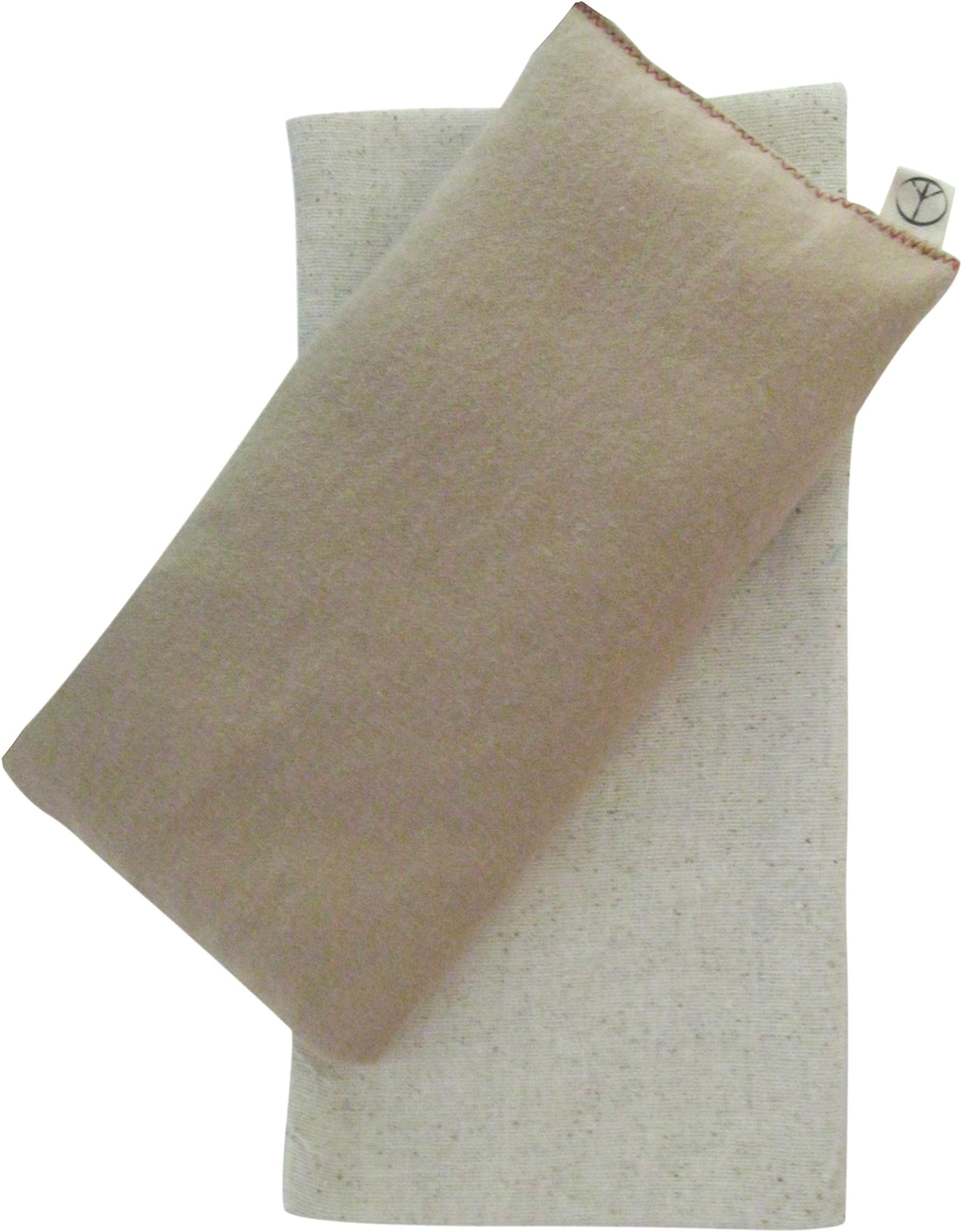 Peacegoods Eye Pillow Gift Set - 4 x 8.5 - Unscented Flax - Washable Cover - Soft Cotton Flannel - Soothing Relaxing - beige tan