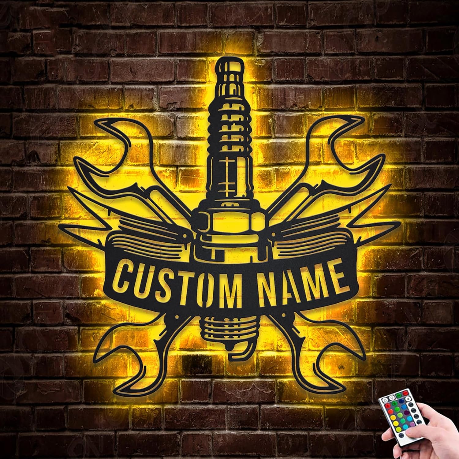 Custom Garage Metal Wall Art LED Light Personalized Workshop Name Sign Home Decor Car Mechanic Repair Decoration Repairman Birthday MTS143_221024_2_2 - Image 2