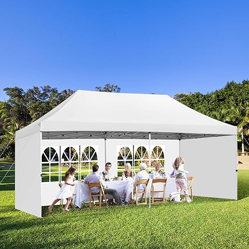 Miniatura 4 de Tienda de campaña desplegable de 10 x 20 pies con 3 paredes laterales extraíbles, toldo para exteriores para fiestas, tienda comercial impermeable