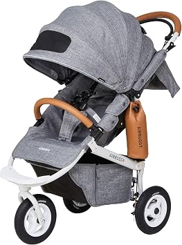 AIRBUGGY COCO BRAKE EX FROM BIRTH EARTH GREY, d, ABFB1013 Lightweight with Easy Pressing, Air Tire Absorbs Shock, 3 Wheels, Easy Direction Change With One Hand, Hand Brake. European Safety Standards EN1888" Compatible Drink Holder Basket with Air Pump
