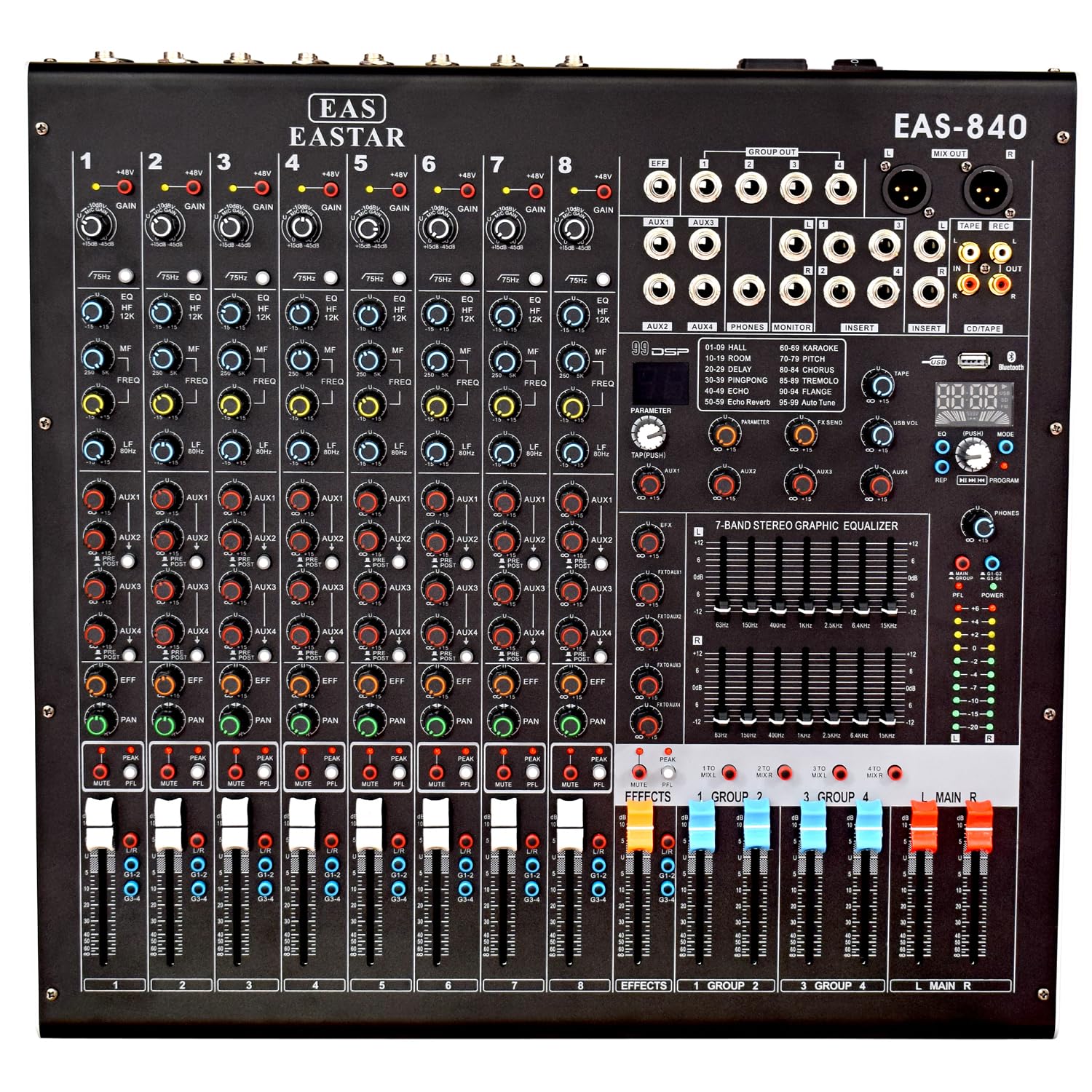 kh 8 Channel Audio Mixer Professional Mixing Console, Aux Path