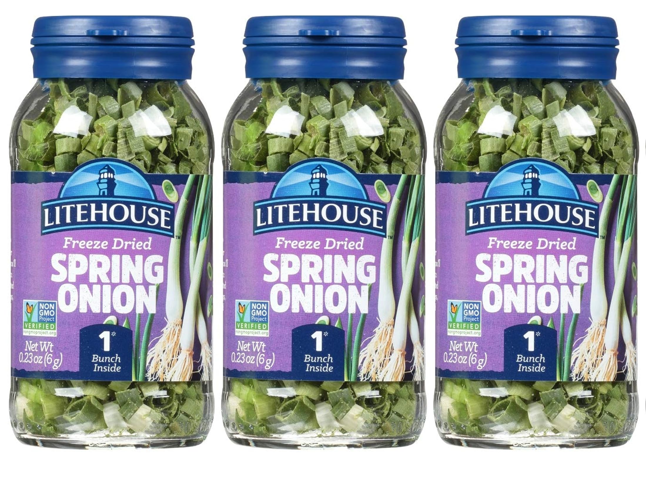 Litehouse Freeze Dried Spring Onion - Substitute for Fresh Spring Onion, Jar Equal to 1 Spring Onion Fresh Bunch, Organic, Spring Onion Seasoning, Non-GMO, Gluten-Free - 0.23 Ounce 3-Pack