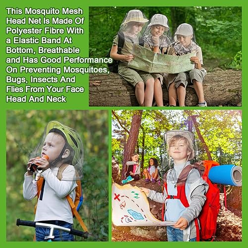 Miniatura 5 de Tudomro 8 unidades de mosquitero para cabeza, cara, mosquitera, sombrero de red de 18 x 18 pulgadas para cabeza con bolsas de transporte (gris)