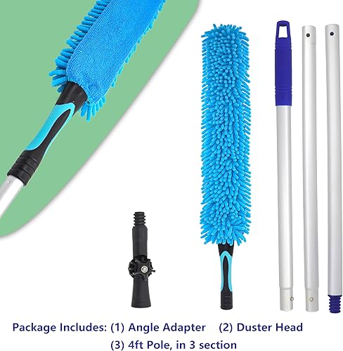 Miniatura 2 de Ventilador de techo flexible de microfibra y chenilla flexible para limpiar cualquier hoja de ventilador con poste de aluminio de 4 pies